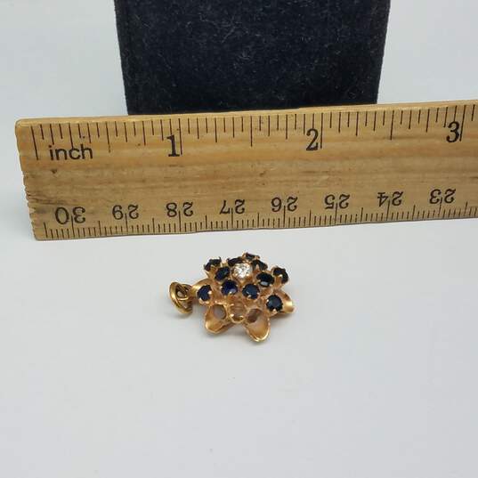 14k Gold Diamond Blue Topaz Pednant 3.2g image number 6