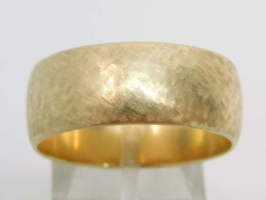 14K Gold Brushed Textured Wide Wedding Band Ring 9.7g image number 1
