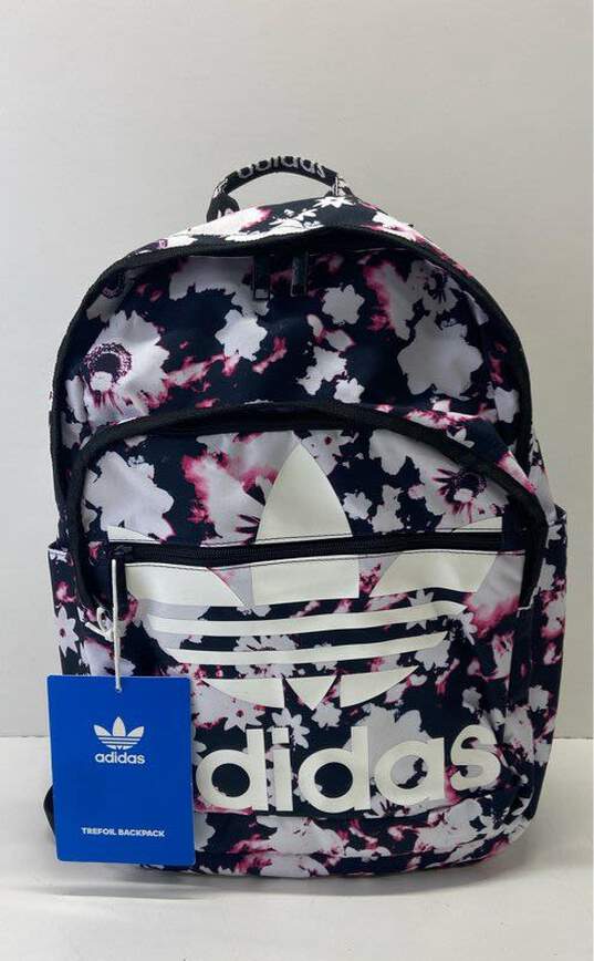Adidas Original Trefoil Pocket Backpack Floral Legend Ink Blue/White/Black image number 1
