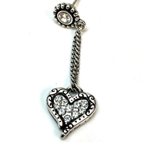 Designer Brighton Silver-Tone Crystal Cut Stone Heart Shape Dangle Earrings image number 4