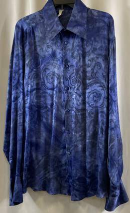 Versace Blue Silk Blouse - Size 56, US 3XL