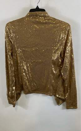 NWT G By Guess Womens Gold Long Sleeve Sequin Jacket Blazer Size X-Small alternative image