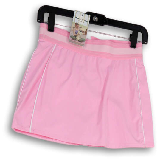 NWT Womens Pink Regular Fit Flat Front Elastic Waist Mini Skirt Size S image number 1