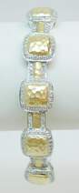 Signed RJM 14K Duo Tone Gold & Diamond Accent Hinged Bangle Bracelet 18.6g image number 2