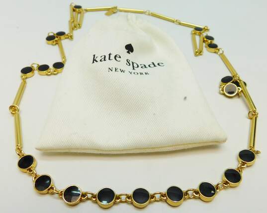 Buy the Kate Spade Designer Gold Tone & Black Enamel Station Necklace |  GoodwillFinds