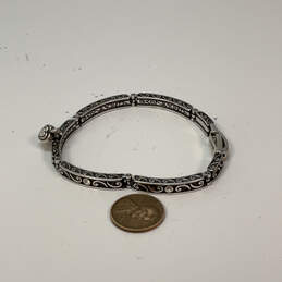 Designer Brighton Silver-Tone Rhinestone Scrolled Bar Link Chain Bracelet alternative image