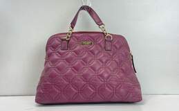 Kate Spade Plum Quilted Leather Domed Zip Satchel Bag