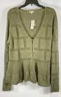 NWT Pilcro Womens Green Cotton Knitted Long Sleeve Cardigan Sweater Size XL image number 1
