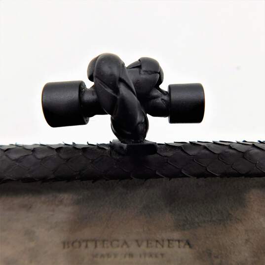 Bottega Veneta Knotted Long Black Python Clutch
