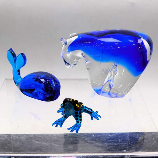 Art Glass Blown Animal Figurines Poison Dart Frog, Blue Whale & Polar Bear image number 1