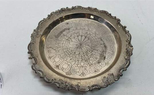 Miniature Mid Century Silver Plate Vases/Tray Decorative Pair of Onyx Bud Vases image number 8