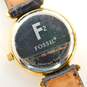 Vintage Fossil Pyramid Crystal Leather Band Gold Tone Accent Watches 52.3g image number 7