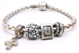 Pandora 925 Cross Heart & Initial J Charm Bracelet 16.8g alternative image