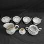 Set of 4 Mitterteich White and Green Floral Ceramic Cups w/Pitcher and Creamer image number 1