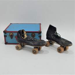 VTG Official Roller Derby Skates Wooden Wheels & Case Size 10 Chicago