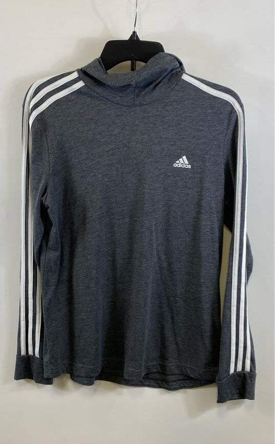 Adidas Womens Gray Heather Long Sleeve Activewear Pullover Hoodie Size Medium image number 1