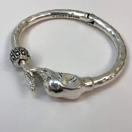 Designer Lucky Brand Silver-Tone Hammered Elephant Ends Bangle Bracelet