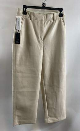 NWT Babaton Womens Tan Faux Leather Mid Rise Straight Leg Ankle Pants Size 6