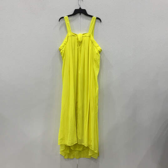 NWT Womens Yellow Pleated Sleeveless Square Neck Tie Back Maxi Dress Sz 22 image number 2