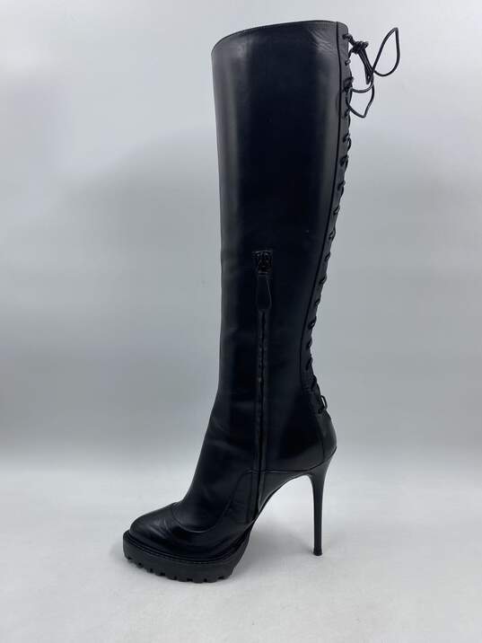 Authentic Alexander McQueen Black Lace-Up Knee-High Boot W 6.5 image number 2
