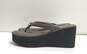 Michael Kors Sarita Monogram Brown Wedge Platform Thong Sandals Women's Size 8 image number 1