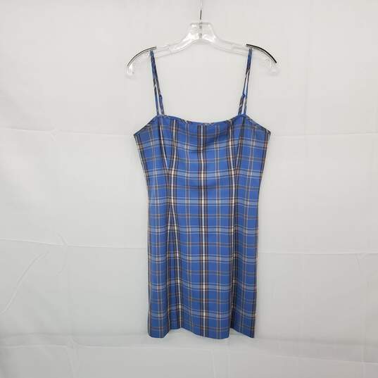 Sunday Best Blue Plaid Lined Sleeveless Mini Dress WM Size 8 image number 1