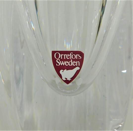 Orrefors Sweden SIGNED Crystal Tulip Bud Vase Original Sticker image number 3