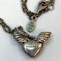 Designer Pandora 925 Sterling Silver Pave Heart And Angel Wings Pendant Necklace image number 4