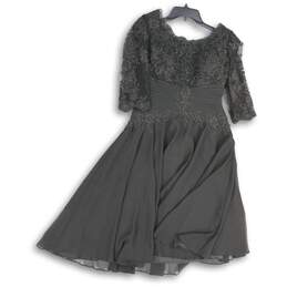NWT JJ's House Womens Black Lace Half Sleeve Scoop Neck A-Line Dress Size 10