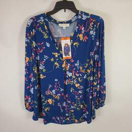Vincent Camuto Women Teal Floral Blouse XXL NWT