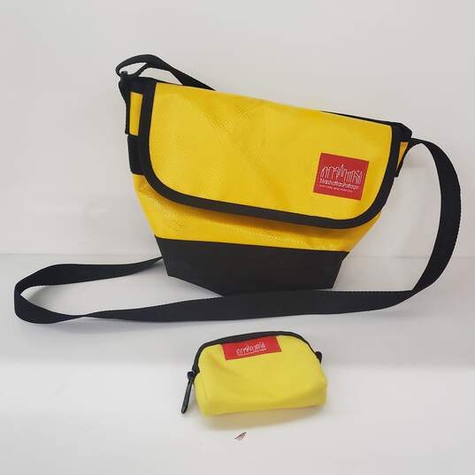 Manhattan Portage Yellow Vinyl Small Crossbody Bag + Pouch image number 6