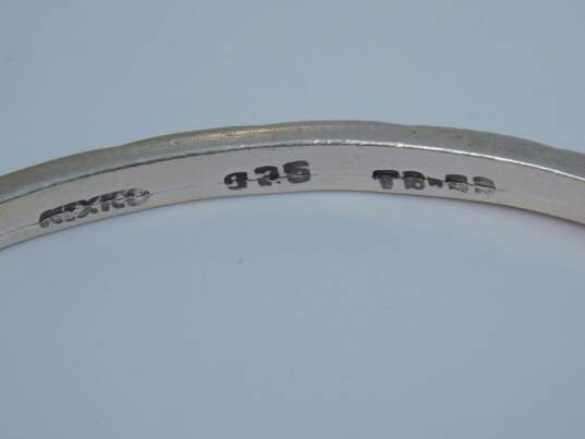 Taxco Sterling Silver Malachite Etched Bangle Bracelets 42.6g image number 7