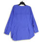 NWT Womens Blue Henley Neck Pleated Long Sleeve Tunic Blouse Top Size XXL image number 2