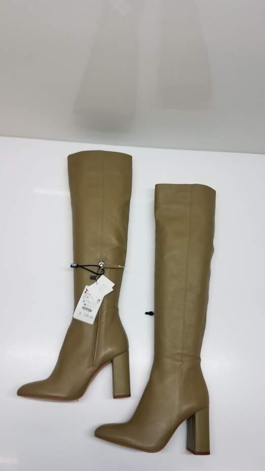 Zara Taupe Knee High Leather Boots - Size 36(6) image number 4