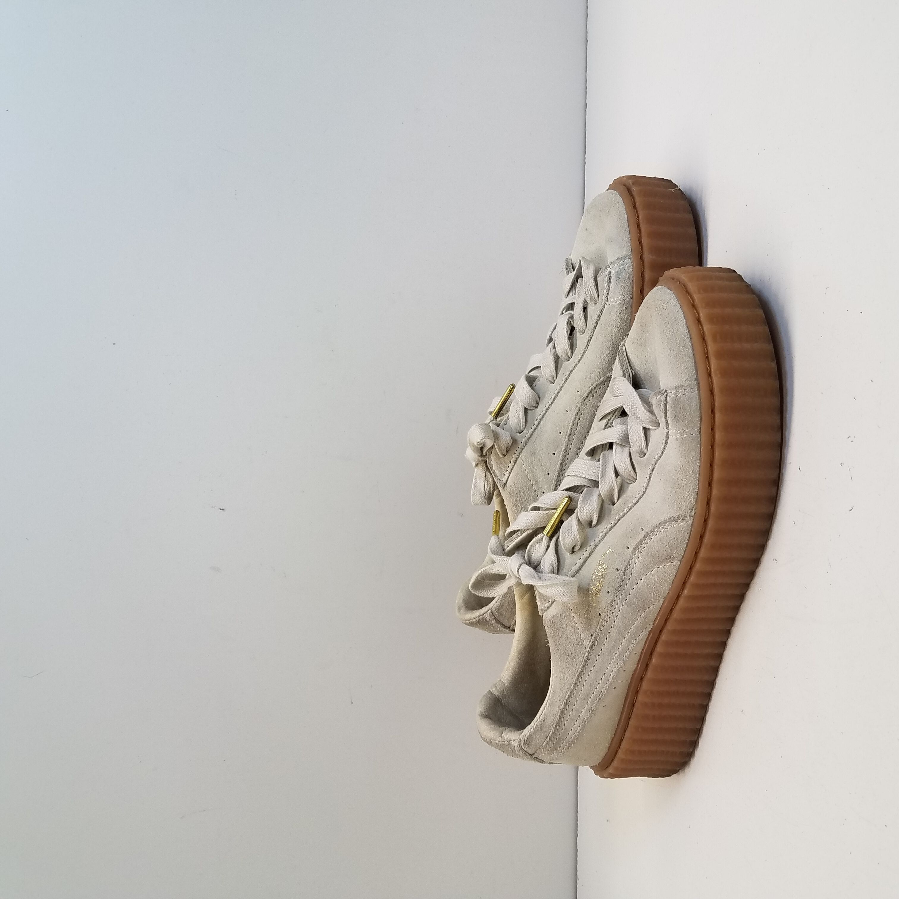 Buy the Puma Shoes | Puma X Fenty By Rihanna Suede Creepers Sneakers |  Color: Cream Size 7.5 | GoodwillFinds
