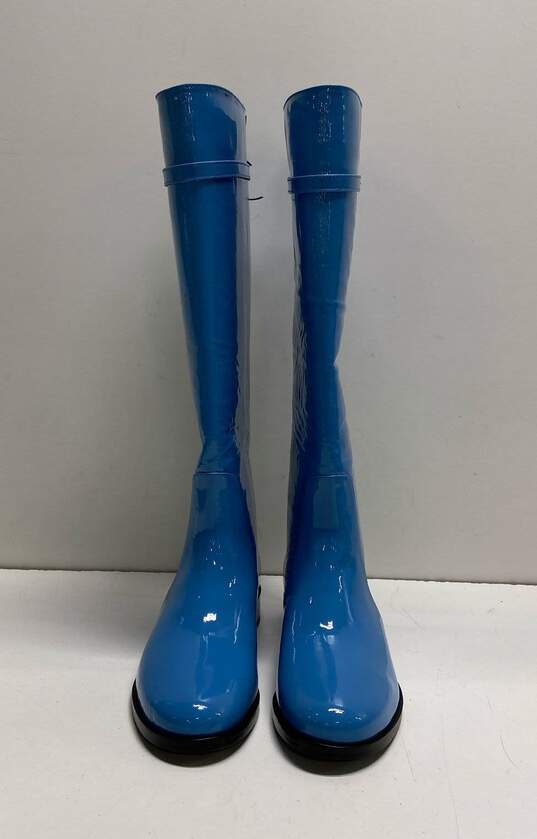 STAUD Blue Patent Leather Tall Riding Boots Shoes Size 37 image number 2