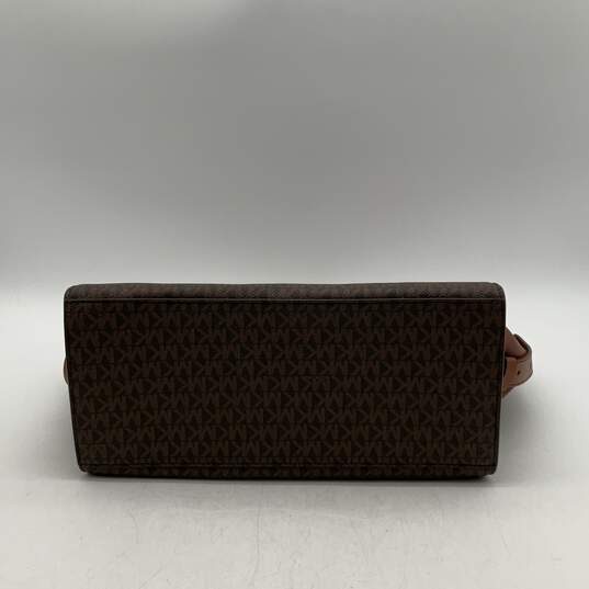 Michael Kors Womens Satchel Bag Purse Signature Print Zipper Brown Leather image number 3