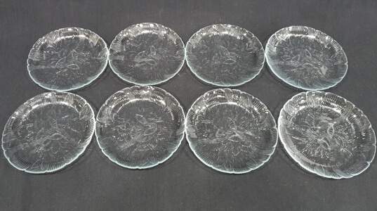 Vintage Bundle of Eight Cut Etched Glass Salad Plates image number 1