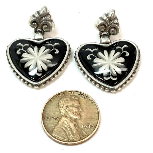 Designer Brighton Silver-Tone Water Lily Flower Heart Shape Drop Earrings image number 4