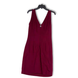 Womens Purple V-Neck Ruched Sleeveless Back Zip Short Mini Dress Size 8 alternative image