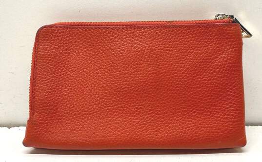 COACH Orange Leather Double Zip Wallet image number 2