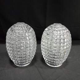 2pc Set of Pressed Glass Pineapple Swag Hanging Lamp Shades