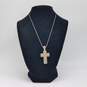 Sterling Silver Crystal Gold Tone Cross 15 3/4 Inch Pendant Necklace 12.2g image number 2