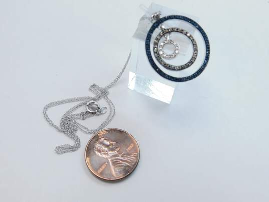 10K White Gold Blue Brown & White Diamond Accent Concentric Circle Necklace 3.1g image number 5