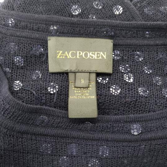 Zac Posen Women's Dark Navy Blue Merino Wool Sequin Sweater Size S image number 3