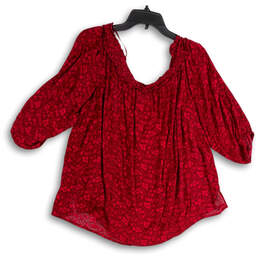 Womens Red Floral Off The Shoulder 3/4 Sleeve Pullover Blouse Top Sz 18/20 alternative image