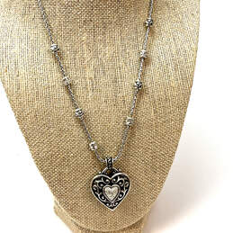 Designer Brighton Silver-Tone Reno Heart Pendant Necklace With Dust Bag