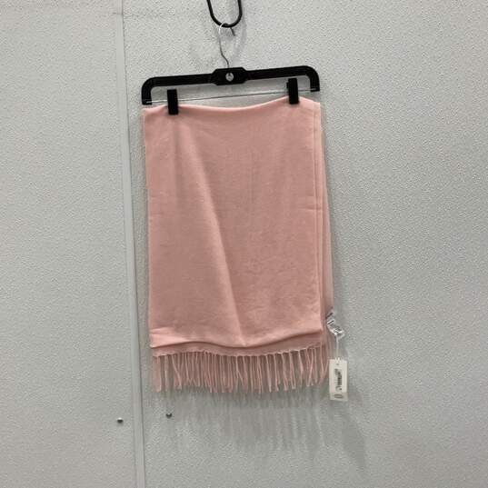 NWT Nordstrom Womens Pink Knitted Fringe Rectangle Scarf One Size image number 1