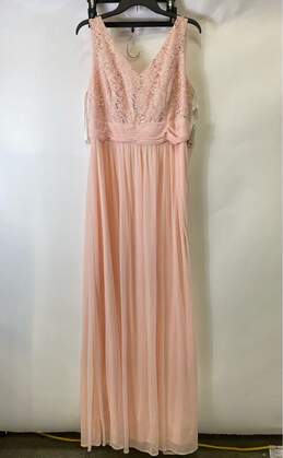 NWT David's Bridal Womens Pink Sleeveless Sequin Empire Waist Maxi Dress Size 14