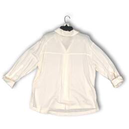 NWT Bohme Womens Button-Up Shirt Spread Collar 3/4 Sleeve Off White Size S alternative image